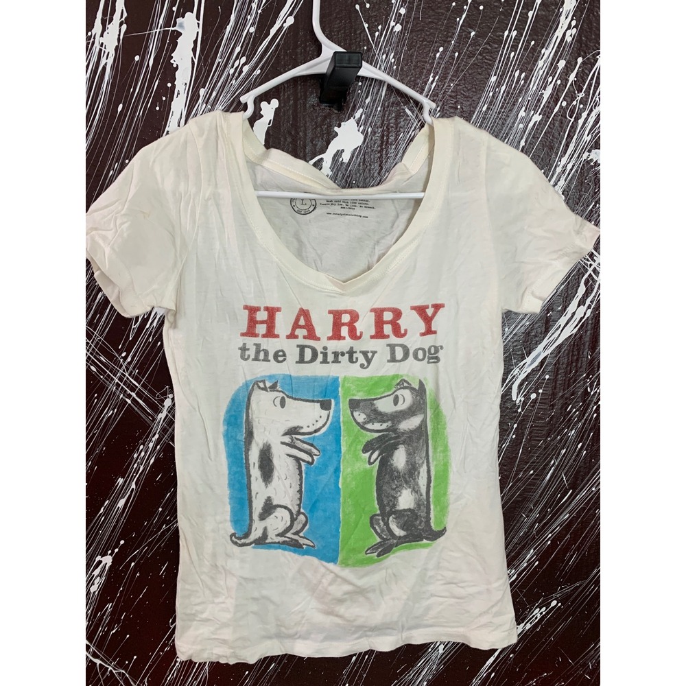 Out of Print Harry the Dirty Dog Graphic Tee Cream Cotton Book Shirt Womens L